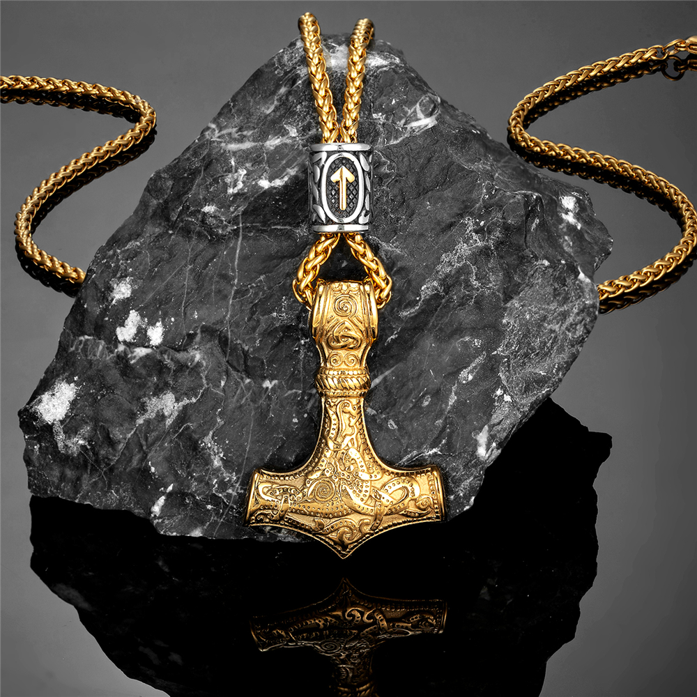 Gold Plated Norse Runes Beads  - Battle Rope Anchor 리뷰 및 가격